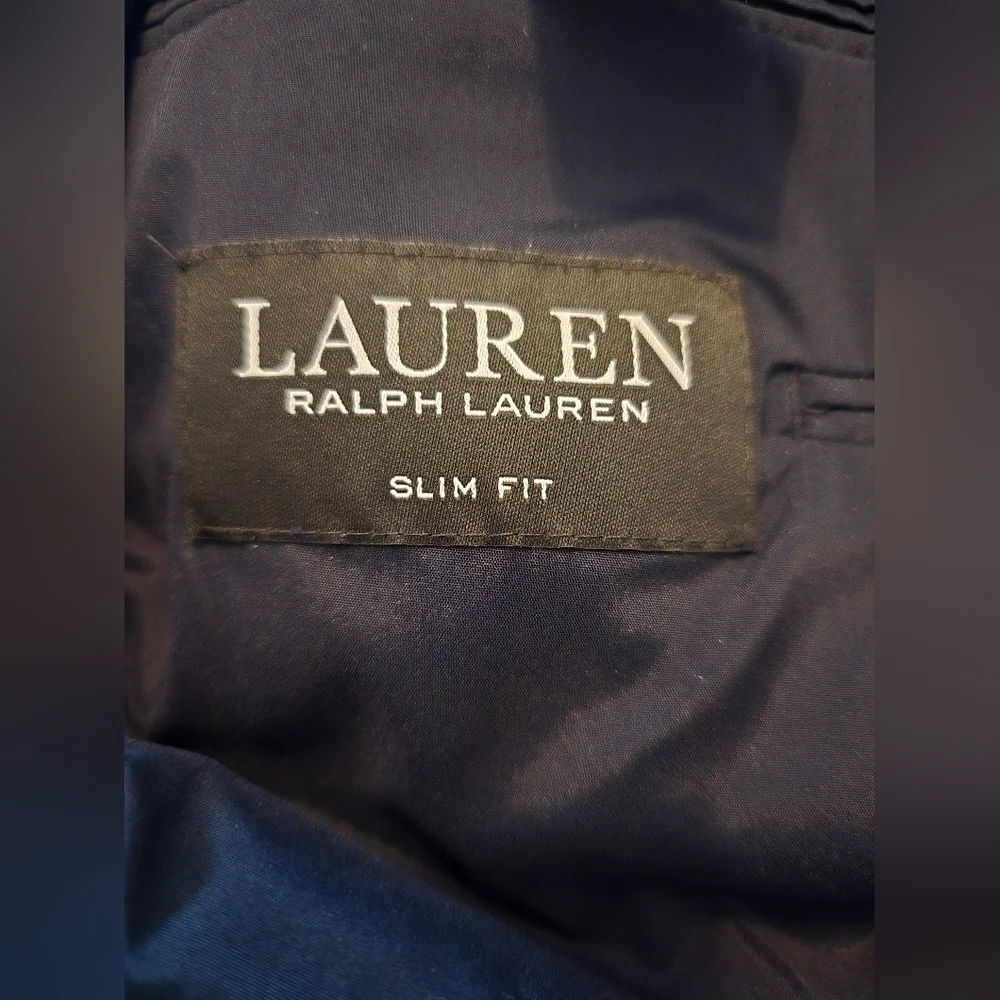 Lauren Ralph Lauren 'Black Label' SLIM FIT Blazer Jacket Mens 41R Navy Blue Wool